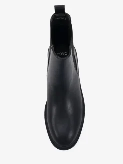 Novo Wide Fit Dottie Flat Chelsea Ankle Boots Black Sale