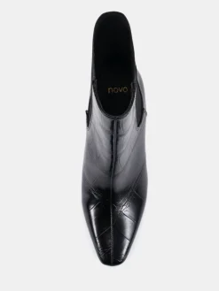 Novo Wide Fit Kennedy Curved Mid Heel Chelsea Ankle Boots Black New