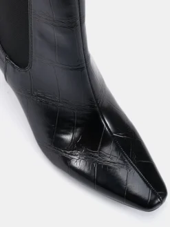 Novo Wide Fit Kennedy Curved Mid Heel Chelsea Ankle Boots Black New