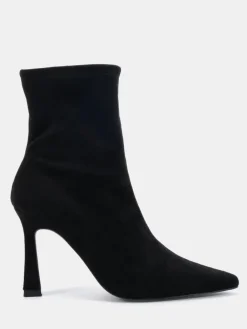 Novo Wide Fit Kiss Point Toe Stiletto Stretch Ankle Boots Black Hot