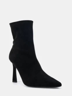 Novo Wide Fit Kiss Point Toe Stiletto Stretch Ankle Boots Black Hot