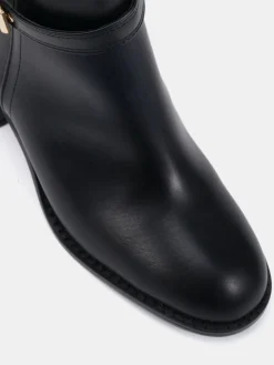 Novo Wide Fit Wide Fit Jasmine Round Toe Block Heel Buckle Detail Ankle Boots Black