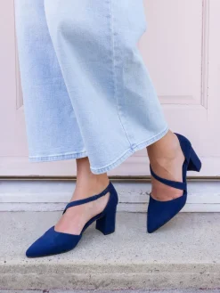 Novo Wide Fit Idaho Mid Block Asymetric Strap Point Courts Blue Online