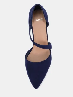 Novo Wide Fit Idaho Mid Block Asymetric Strap Point Courts Blue Online