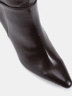 Novo Wide Fit Gala Point Toe Block Heel Knee Boots Brown Best