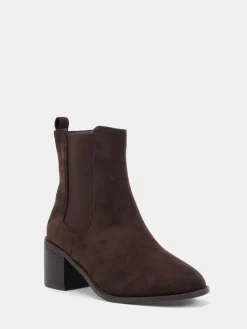 Novo Wide Fit Juno Block Heel Chelsea Ankle Boots Brown Online