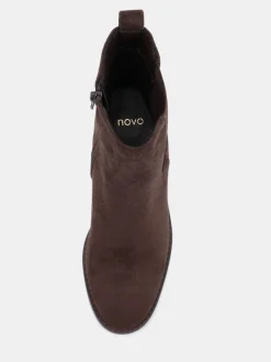Novo Wide Fit Juno Block Heel Chelsea Ankle Boots Brown Online