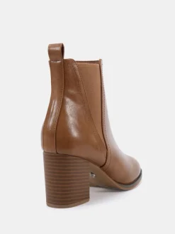 Novo Brown Wide Fit Wide Fit Jessie Block Heel V Chelsea Ankle Boots