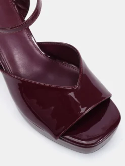 Novo Layla Platform Heeled Sandals Red Discount