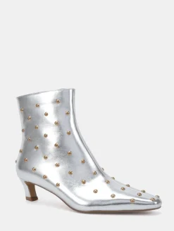 Novo Wide Fit Wide Fit Kiki Studded Low Heel Ankle Boots Silver Hot