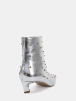 Novo Wide Fit Wide Fit Kiki Studded Low Heel Ankle Boots Silver Hot