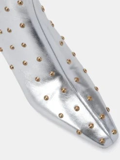 Novo Wide Fit Wide Fit Kiki Studded Low Heel Ankle Boots Silver Hot