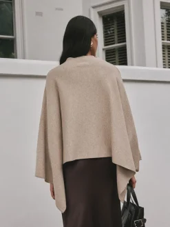 Next Fine Knit Cape Poncho Oatmeal New