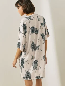 Next Oatmeal Hamish The Highland Cow Cosy Nightie Outlet