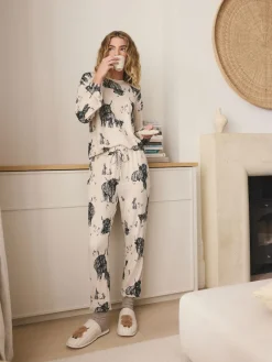 Next Oatmeal Hamish The Highland Cow Cosy Long Sleeve Pyjamas Hot