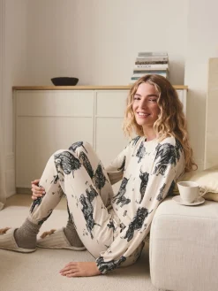 Next Oatmeal Hamish The Highland Cow Cosy Long Sleeve Pyjamas Hot