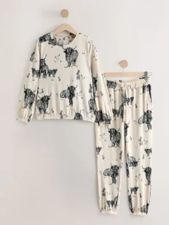 Next Oatmeal Hamish The Highland Cow Cosy Long Sleeve Pyjamas Hot