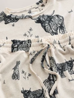 Next Oatmeal Hamish The Highland Cow Cosy Long Sleeve Pyjamas Hot
