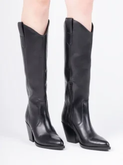 Off The Hook Black Austin Pointed-Toe Knee-High Western Boots Online