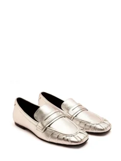 Off The Hook Silver Charing Flat Casual Slip On Leather Loafers Clearance