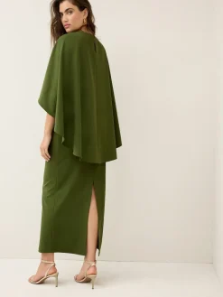 Next Olive Green Cape Maxi Dress Discount