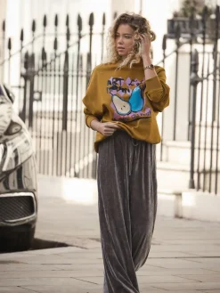 Next Cotton Rich Fruit Art Graphic Longsleeve Crewneck Sweatshirt Olive Green Online