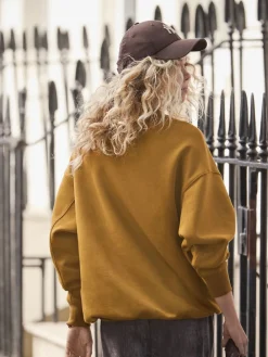 Next Cotton Rich Fruit Art Graphic Longsleeve Crewneck Sweatshirt Olive Green Online