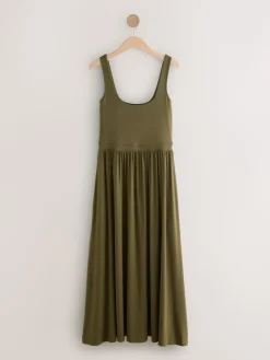 Next Jersey Waisted Summer Dress Olive Green Best