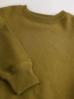 Next Olive Green Relaxed Fit Essentials Longline Sweatshirt with Pockets Best
