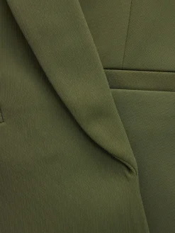 Next Olive Green Relaxed Ruched Sleeve Blazer New