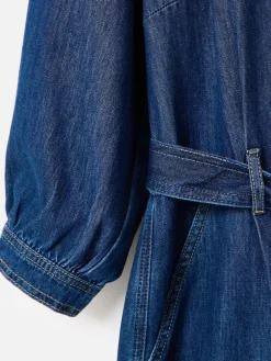 Oliver Bonas Blue Denim V-Neck Tie Waist Jumpsuit