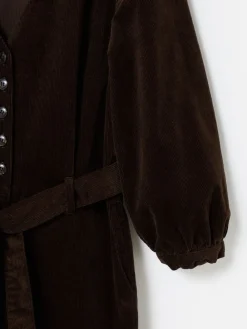 Oliver Bonas Brown Corduroy V-Neck Tie Waist Jumpsuit Best