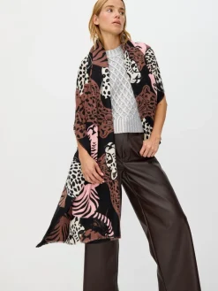 Oliver Bonas Brown Cuddling Cats Knitted Scarf Best