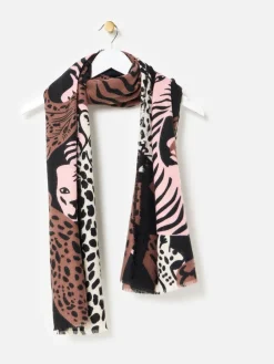 Oliver Bonas Brown Cuddling Cats Knitted Scarf Best