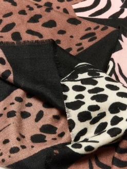 Oliver Bonas Brown Cuddling Cats Knitted Scarf Best