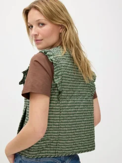 Oliver Bonas Green Checked Heart Quilted Gilet Clearance