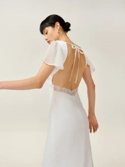 Omnes White Meadow Bridal Maxi Dress with Lace Detail Hot