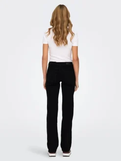 ONLY Blush Mid Rise Straight Leg Jeans With Super Stretch Black New