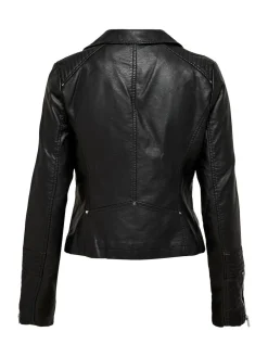 ONLY Black Faux Leather Biker Jacket New