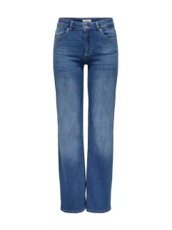 ONLY Blush Mid Rise Straight Leg Jeans With Super Stretch Blue