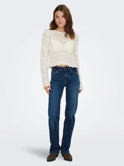 ONLY Blush Mid Rise Straight Leg Jeans With Super Stretch Dark Blue Discount