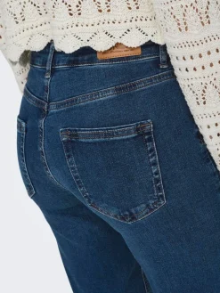 ONLY Blush Mid Rise Straight Leg Jeans With Super Stretch Dark Blue Discount