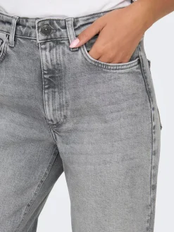 ONLY High Waisted Wide Leg 100% Cotton Jeans Grey New