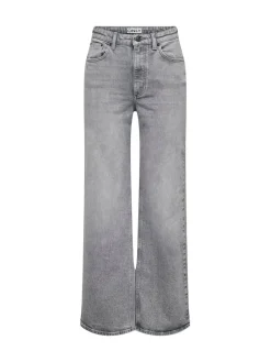 ONLY High Waisted Wide Leg 100% Cotton Jeans Grey New