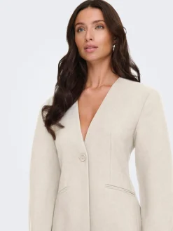 ONLY Natural Balloon Sleeve V-Neck Blazer Online