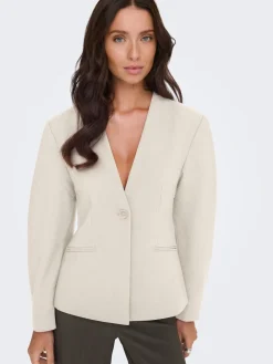 ONLY Natural Balloon Sleeve V-Neck Blazer Online