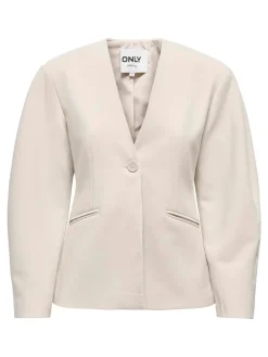 ONLY Natural Balloon Sleeve V-Neck Blazer Online