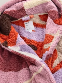 Next Orange Abstract Scene Print Teddy Borg Dressing Gown