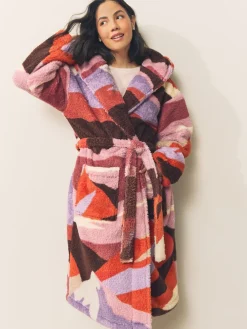 Next Orange Abstract Scene Print Teddy Borg Dressing Gown