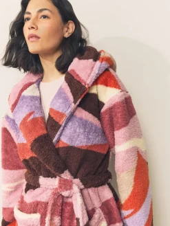 Next Orange Abstract Scene Print Teddy Borg Dressing Gown